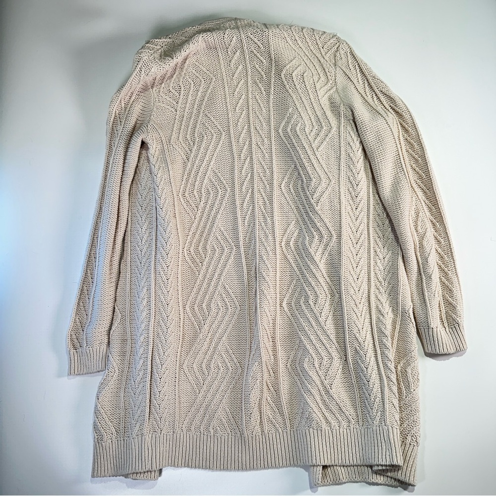 Old Navy cozy chunky knit open front longline cable cardigan sweater S latte - Picture 9 of 9